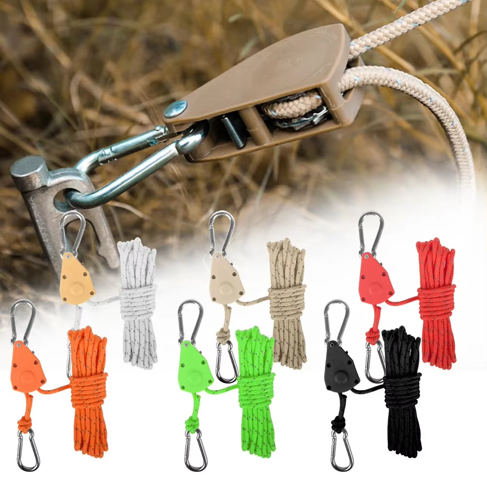 Tent Rope Hanger Pulley Hook Adjustable Lanyard Hanging Secure Non Slip for Camping Equipment Outdoor Tent Accessories